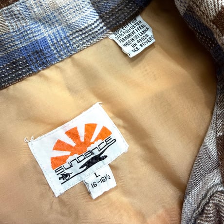 1980's "SUNDANCE" Cotton flannel Plaid patterned shirt