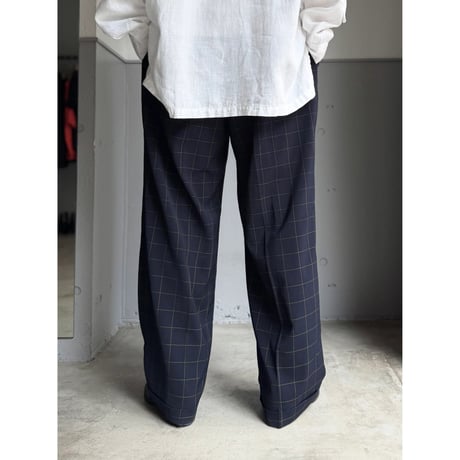 〜2000's "Franco Vessi" Windowpane pattern Inverted pleats slacks pants