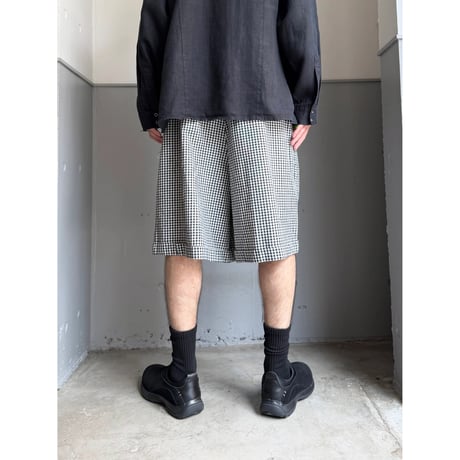 1990's "Liz sport" Cotton fabric gingham checked 2tuck shorts