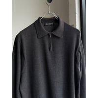 1990's-2000's Cotton blend zip-up knit pullover shirt