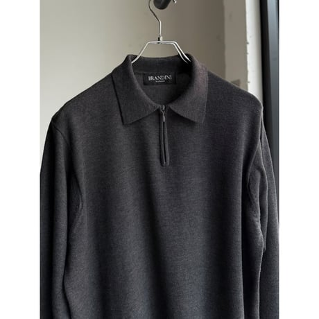 1990's-2000's Cotton blend zip-up knit pullover shirt