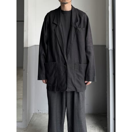 Early 1990's Black linen fabric relaxing tailored jacket