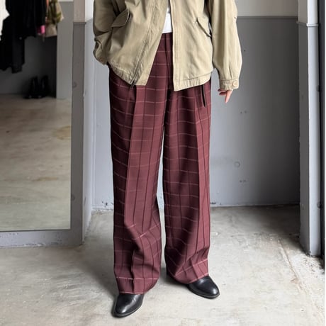 1990's-2000's Rayon blend fabric wide silhouette inverted pleats slacks pants