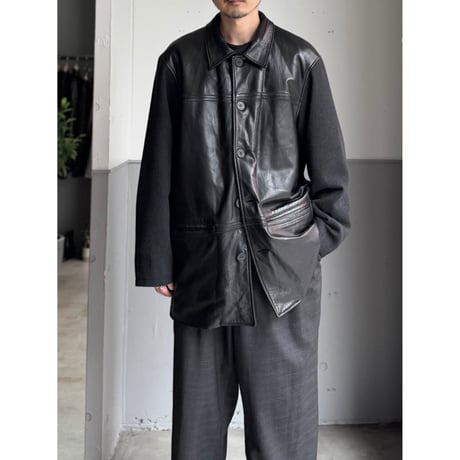 1990's Leather × Knit switching design jacket
