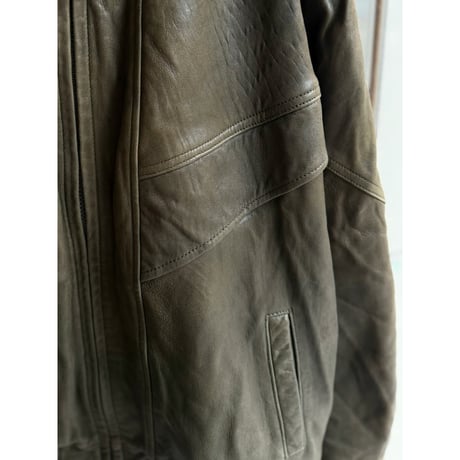 1980's-Early 1990's "Clipper Mist" Sun faded green leather dolman sleeve jacket