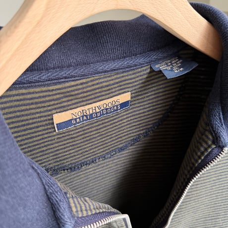 1990's Half zip stripe patterned pullover shirt