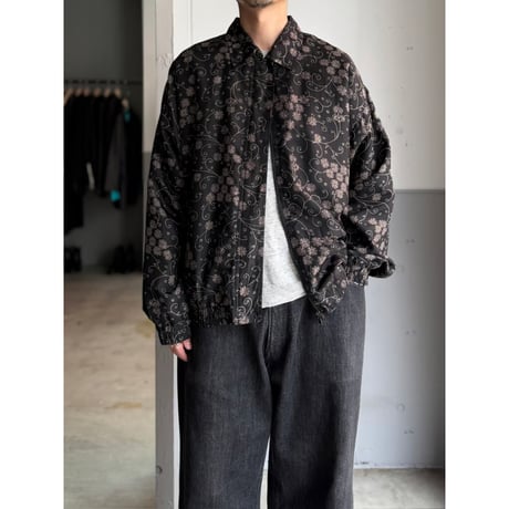 1990's Silk fabric floral patterned zip-up jacket