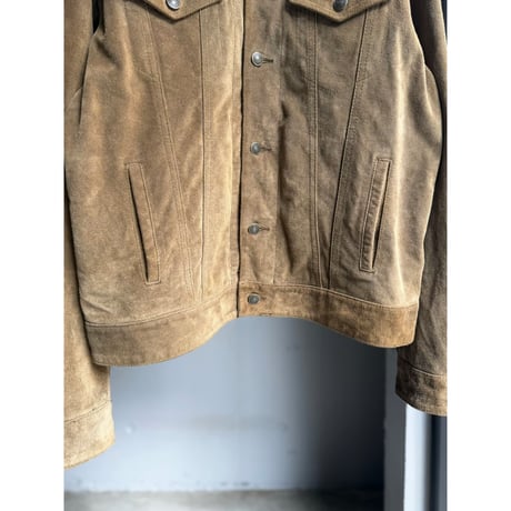 2000's "GAP BLUE JEANS" Cow split leather 4pocket trucker jacket