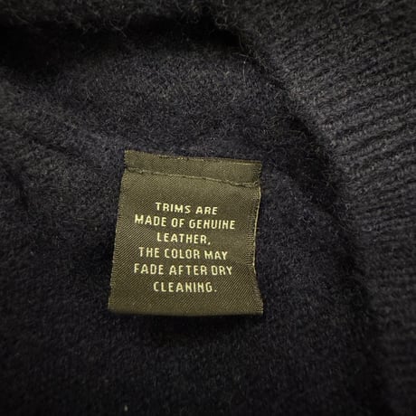 1990's-2000's "bloomingdale's" Cashmere × Suede Leather Trim half-zip knit sweater