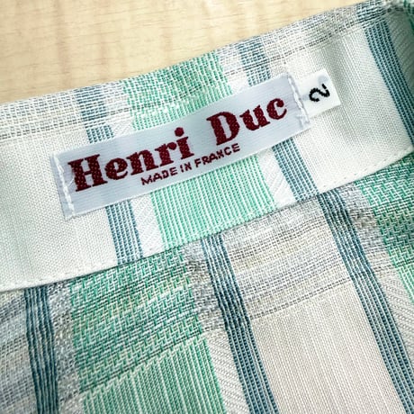 1980's-1990's FRANCE MADE Sheer fabric plaid patterned short sleeve shirt