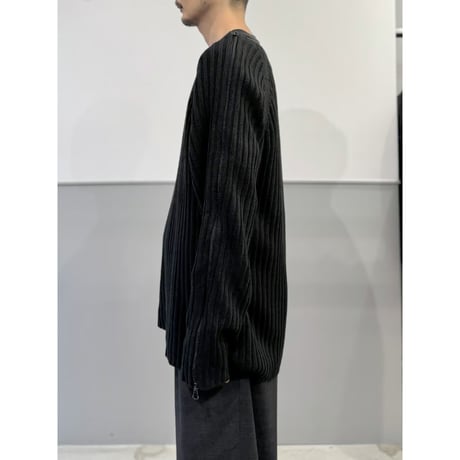 2000's Double-zipper sleeve rib knit sweater