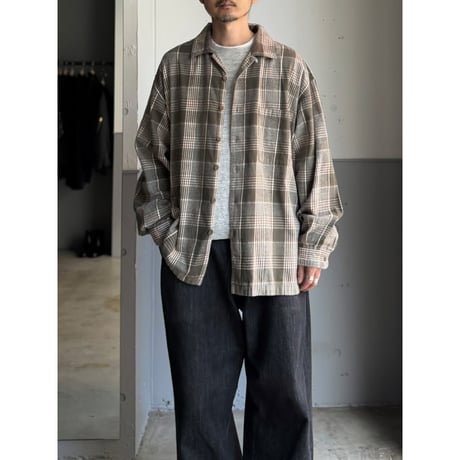 1990's Cotton flannel fabric open collar relaxing shirt