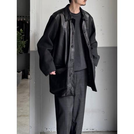 1990's Leather × Knit switching design jacket