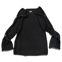 2000's Double-zipper sleeve rib knit sweater