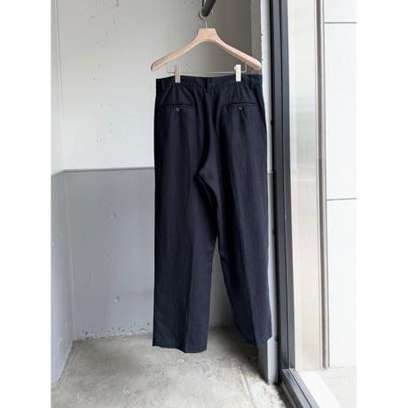 2000's "Eddie Bauer" Navy linen fabric 2tuck slacks pants