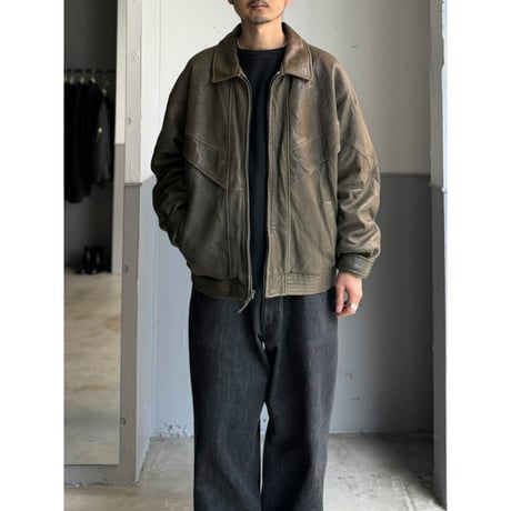 1980's-Early 1990's "Clipper Mist" Sun faded green leather dolman sleeve jacket