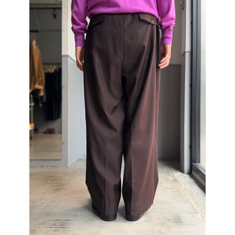 2000's ITALY wool fabric inverted pleats & wide silhouette slacks pants