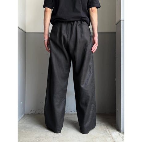 2000's Black linen fabric wide silhouette slacks pants