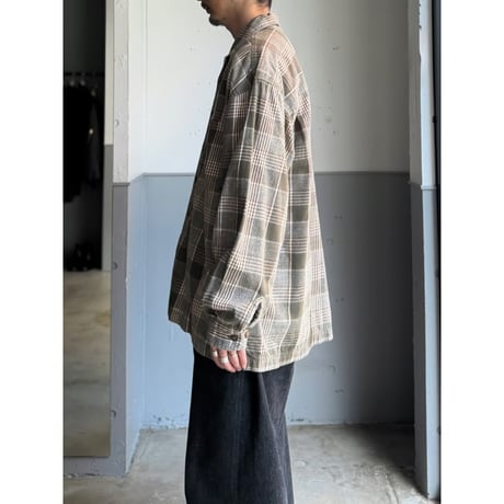 1990's Cotton flannel fabric open collar relaxing shirt