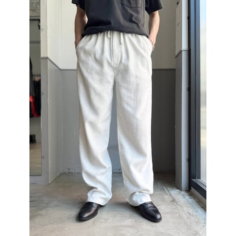 1990's White × Blue Ikat patterned relaxing slacks pants