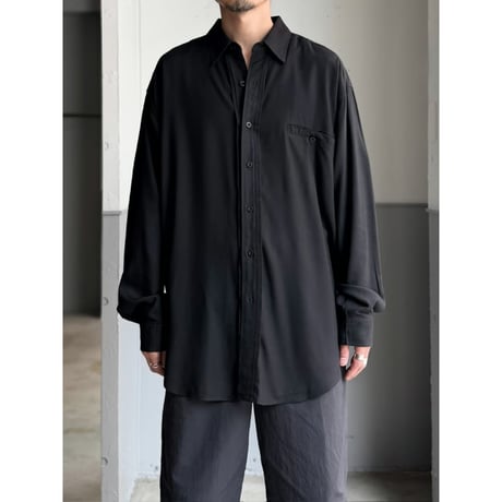 1990's Rayon fabric front tuck Long sleeve shirt