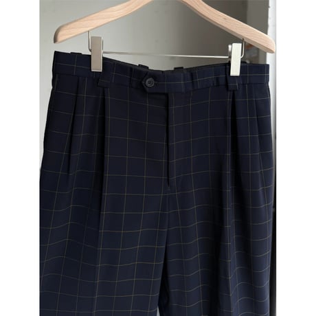 〜2000's "Franco Vessi" Windowpane pattern Inverted pleats slacks pants