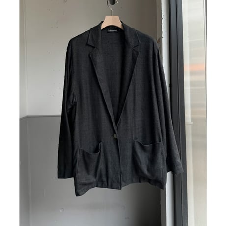 1990's Black nep silk fabric relaxing tailored jacket