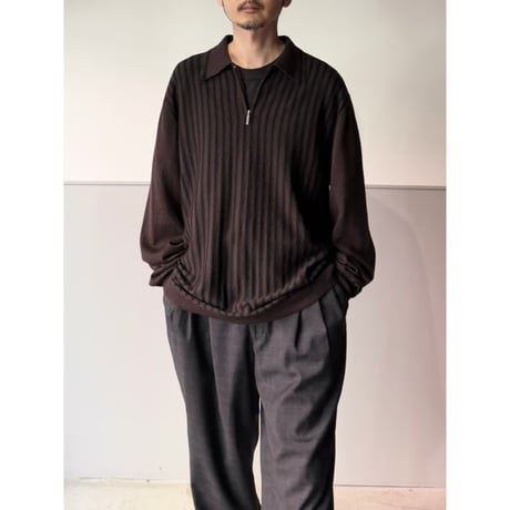 1990's-2000's ITALY MADE Stripe pattern half-zip knit pullover shirt