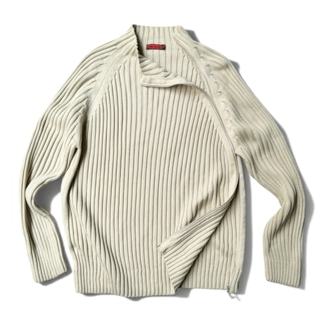 2000's〜 Asymmetrical zipper design rib knit sweater