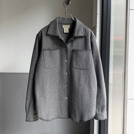 1990's Stitching Design Wool Blend Fabric Long Sleeve Shirt