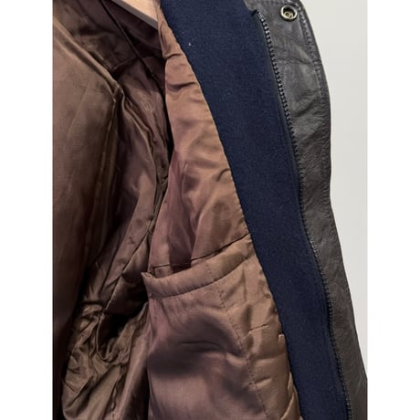 1980's-1990's "TEMPO EUROPA by LONDON FOG" CANADA MADE Leather switching design wool blend jacket