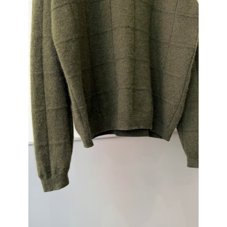 1990's-2000's 2Ply Cashmere plaid patterned crew neck knit sweater