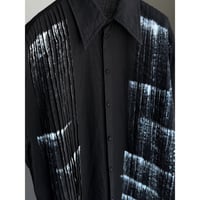 2000's 12tuck & Painted Black linen fabric shirt