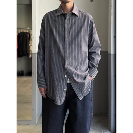 2000's "ARMANI COLLEZIONI" Cotton / Silk fabric striped fabric shirt