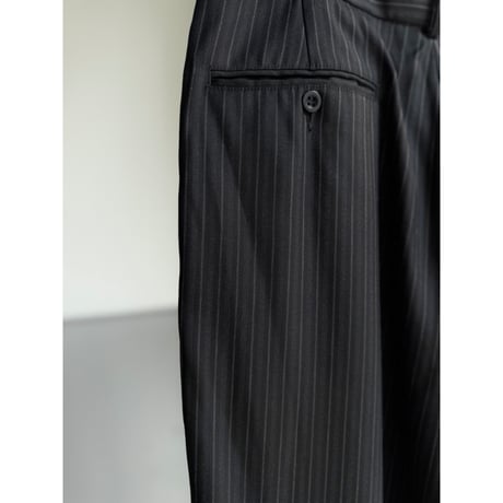 1990's-2000's Rayon blend inverted pleats & stripe wide silhouette slacks pants