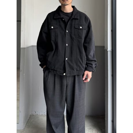 1990's Black denim 4pocket trucker jacket