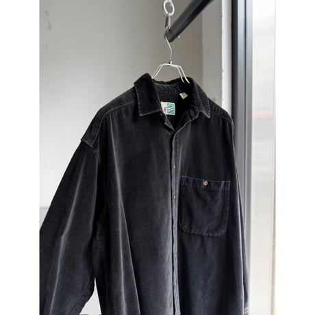 1980's-1990's Black cotton velvet long sleeve shirt