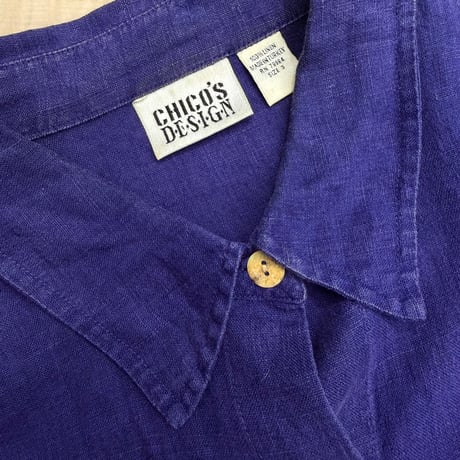 1990's Purple linen fabric long sleeve shirt