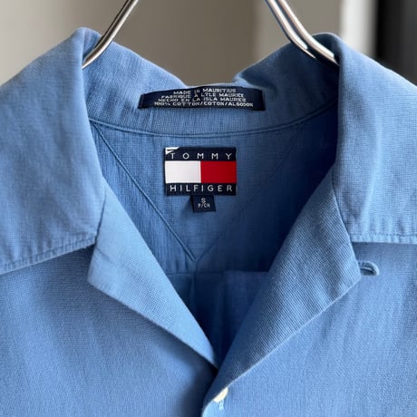 2000's "TOMMY HILFIGER" Panama weave open collar short sleeve shirt