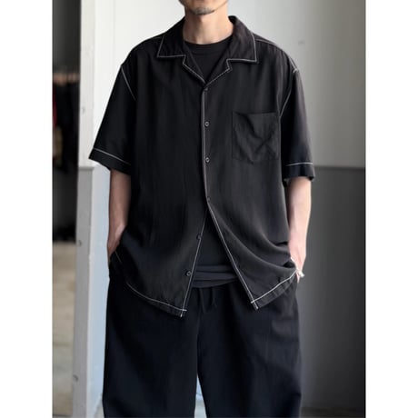 2000's〜 Silk fabric open collar short sleeve shirt