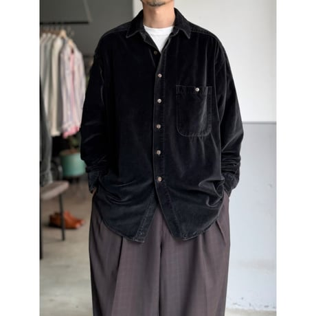1980's-1990's Black cotton velvet long sleeve shirt