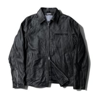Double zipper Black Leather Jacket