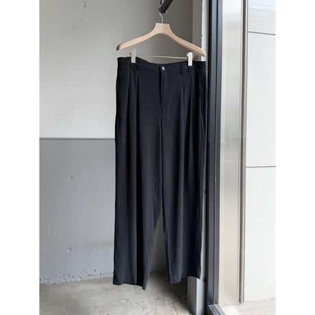 2000's〜 Black silk fabric 2tuck slacks pants