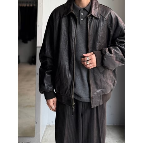 1990's-2000's Brown leather raglan sleeve drizzler jacket