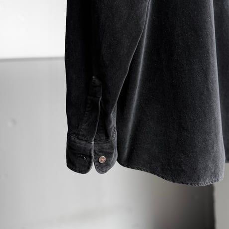 1980's-1990's Black cotton velvet long sleeve shirt