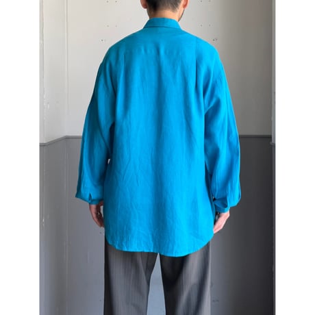 1980's-1990's "RICK PALLACK" Linen fabric pleated design shirt