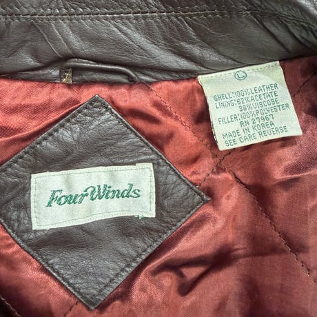 1990's Brown leather dolman sleeve zip-up jacket