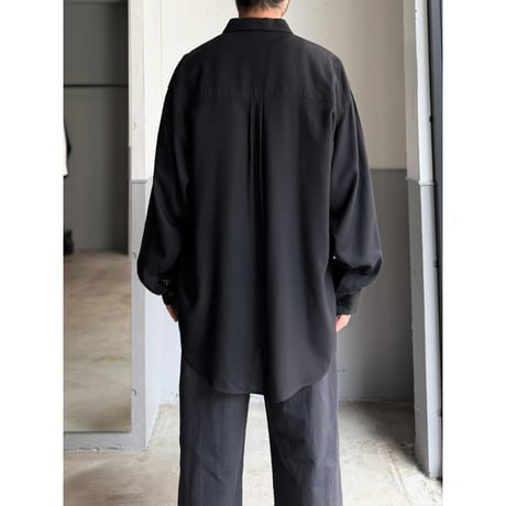 1990's Rayon fabric front tuck Long sleeve shirt