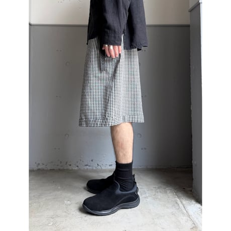 1990's "Liz sport" Cotton fabric gingham checked 2tuck shorts