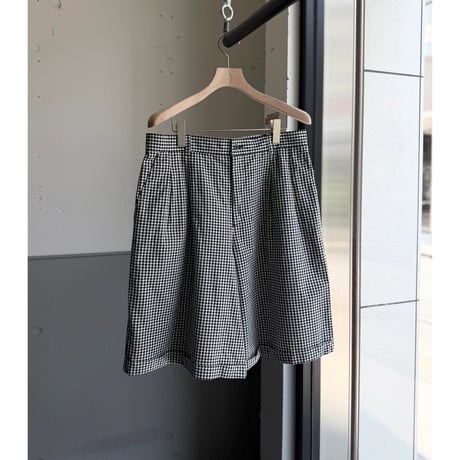1990's "Liz sport" Cotton fabric gingham checked 2tuck shorts